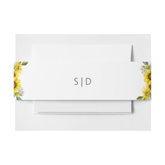 Zonnebloem waterverf wilde bloem bruiloft uitnodigingen wikkel (Voorkant Voorbeeld)