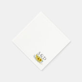 Zonnebloem waterverf wilde bloem monogram bruiloft servet (Hoek)