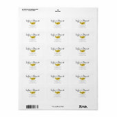 Zonnebloem waterverf witte roos bruiloft etiket (Full Sheet)