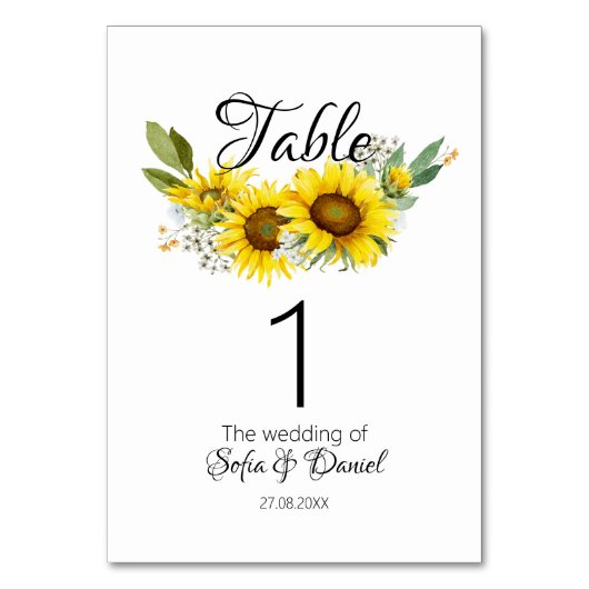 Zonnebloem waterverf witte wilde bloem bruiloft kaart (Voorkant)