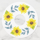 Zonnebloem Waterverf Wreath Wijnglaslabel (Achterkant)