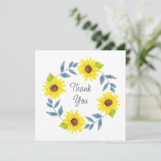 Zonnebloem Waterverf Wreator 2 Bedankkaart (Staand voorkant)