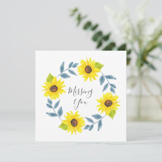 Zonnebloem Waterverf Wreator 2 Kaart (Staand voorkant)