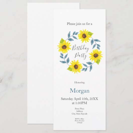 Zonnebloem Waterverf Wreator 2 Kaart (Voorkant / Achterkant)