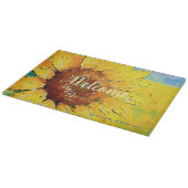 Zonnebloem waterverfschilderij snijplank (Hoek)