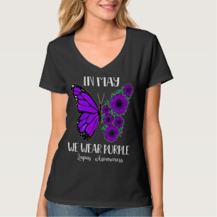 Zonnebloem We Draag Paarse Lupus Bewustheid Bloem T-shirt