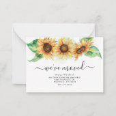 Zonnebloem We hebben Floral Moving Announcement ve Notitiekaartje (Voorkant)