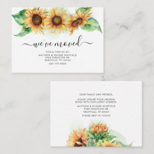 Zonnebloem We hebben Floral Moving Announcement ve Notitiekaartje