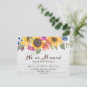 Zonnebloem We hebben ons verplaatst | Adres wijzig Briefkaart (Staand voorkant)