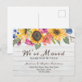 Zonnebloem We hebben ons verplaatst | Adres wijzig Briefkaart (Voorkant / Achterkant)