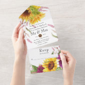 Zonnebloem Weddenschap All In One Uitnodiging (Afscheurbaar)
