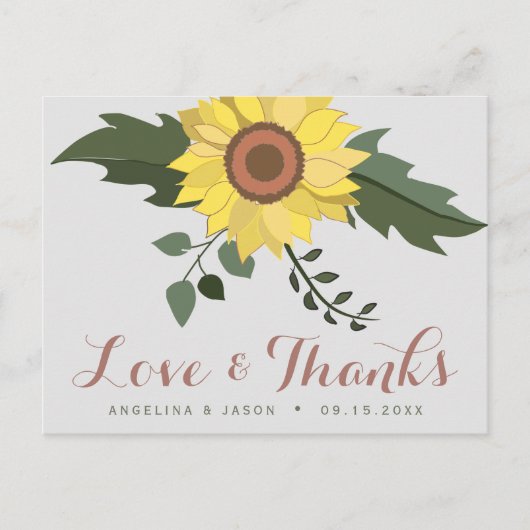 Zonnebloem Weddenschap Bedankt Briefkaart (Voorkant)