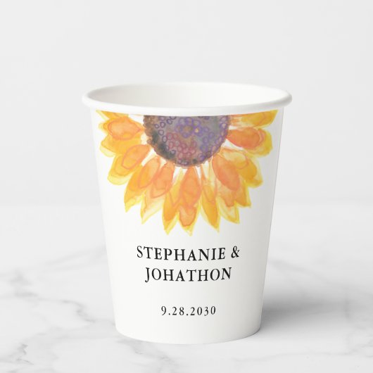 Zonnebloem Weddenschap Papieren Bekers (Achterkant)