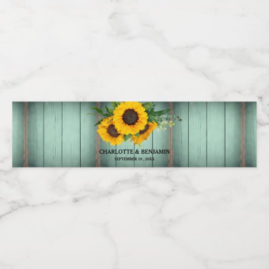 Zonnebloem Weddenschap Waterfles Etiket (Enkel label)