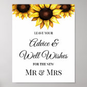 Zonnebloem Weddenschap Wint Geel Wit Teken Poster (Voorkant)