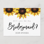 Zonnebloem Wees mijn bruidsmeisje Geel Wit Kaart (Voorkant)