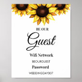 Zonnebloem Wees onze gast WiFi Trouw Teken Poster (Voorkant)