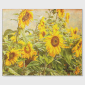 Zonnebloem Weiblad Geel  Antiek Cadeaupapier (Vlak)