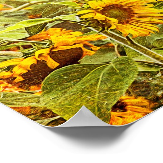 Zonnebloem Weiblad Geel  Antiek Poster (Hoek)