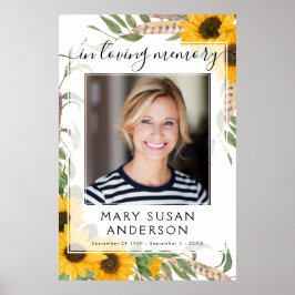 Zonnebloem Welkom Bord Foto met Liefdevolle Herinn Poster