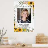 Zonnebloem welkomstbord met foto ter nagedachtenis poster (Keuken)