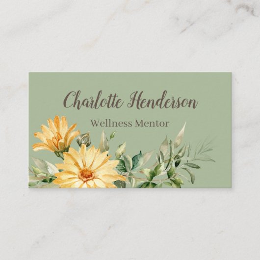 Zonnebloem Wellness Mentor Visitekaartje (Voorkant)