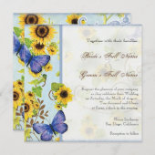 Zonnebloem Wervelende Bloemenframe Blauwe Vlinder  Kaart (Voorkant / Achterkant)