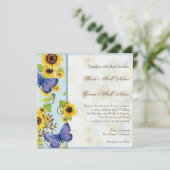 Zonnebloem Wervelende Bloemenframe Blauwe Vlinder  Kaart (Staand voorkant)