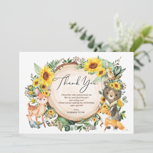 Zonnebloem Westen Dopende dag Dank je Bedankkaart (Staand voorkant)