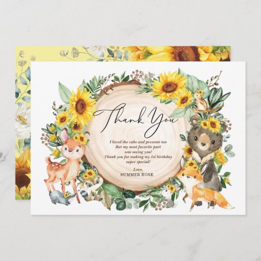 Zonnebloem Westen Dopende dag Dank je Bedankkaart (Voorkant / Achterkant)