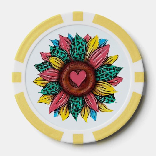 Zonnebloem Western Cowgirl Flair Design Poker Chips (Voorkant)