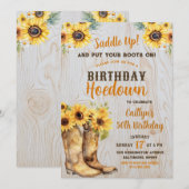 Zonnebloem Western Hoedown Rustieke Verjaardag Cow Kaart (Voorkant / Achterkant)