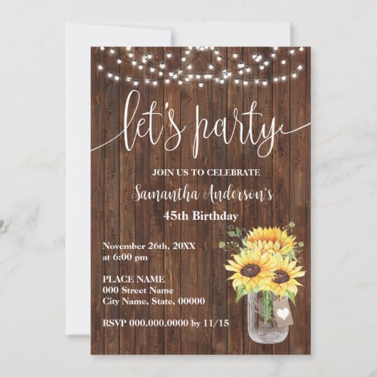 Zonnebloem Western Laten we feestvieren Kaart (Voorkant)