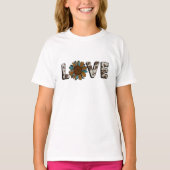 Zonnebloem Western Liefde Boho Zomer Dierenprint T-shirt (Voorkant)