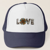 Zonnebloem Western Liefde Boho Zomer Dierenprint Trucker Pet (Voorkant)