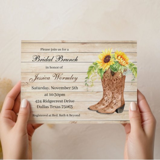 Zonnebloem Westerne bruidsdouche uitnodiging