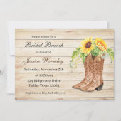 Zonnebloem Westerne bruidsdouche uitnodiging (Voorkant)