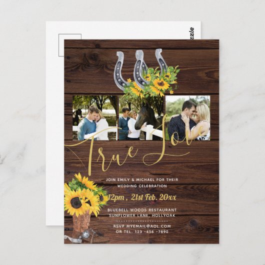 Zonnebloem Westerse Schuur Hoefijzers Foto Briefkaart (Voorkant / Achterkant)