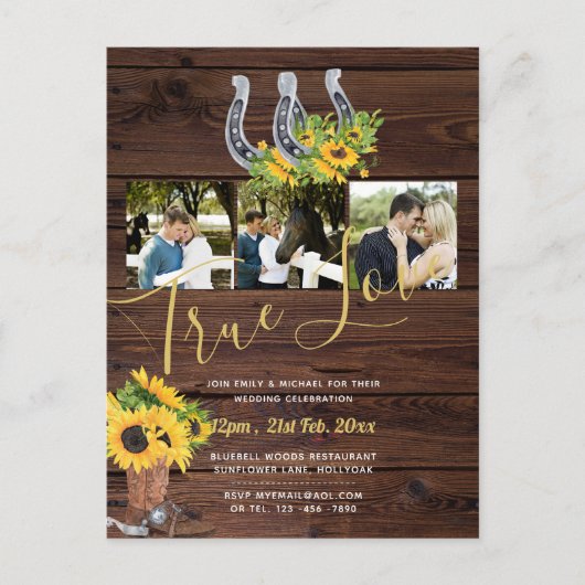 Zonnebloem Westerse Schuur Hoefijzers Foto Briefkaart (Voorkant)