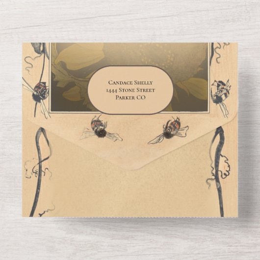 Zonnebloem Whimsy Alles in Een Bruiloft Uitnodige All In One Uitnodiging (Achterkant)