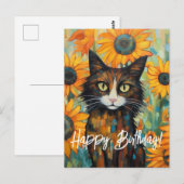 Zonnebloem Whiskers Verrukken kat liefhebber's ver Briefkaart (Voorkant / Achterkant)