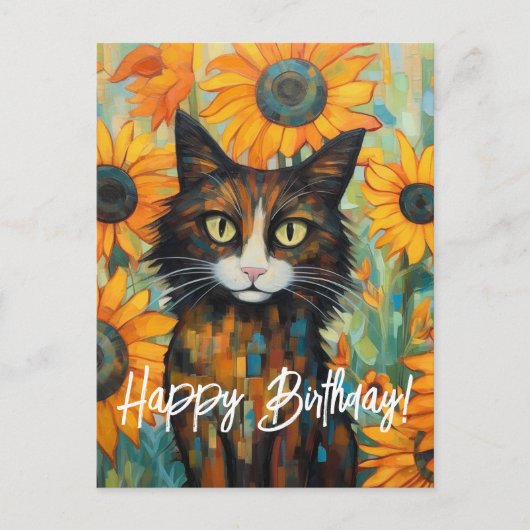 Zonnebloem Whiskers Verrukken kat liefhebber's ver Briefkaart (Voorkant)