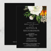 Zonnebloem & White Floral Rehearsal Dinner - Zwart Kaart (Voorkant / Achterkant)