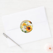Zonnebloem & White Rose Burlap Dank je Ronde Sticker (Envelop)