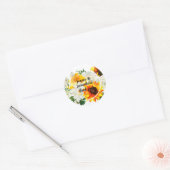 Zonnebloem & White Rose Burlap Dank u - Wit Ronde Sticker (Envelop)
