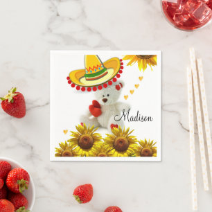 Zonnebloem White Teddy Bear Dentist Paper Napkins Servet
