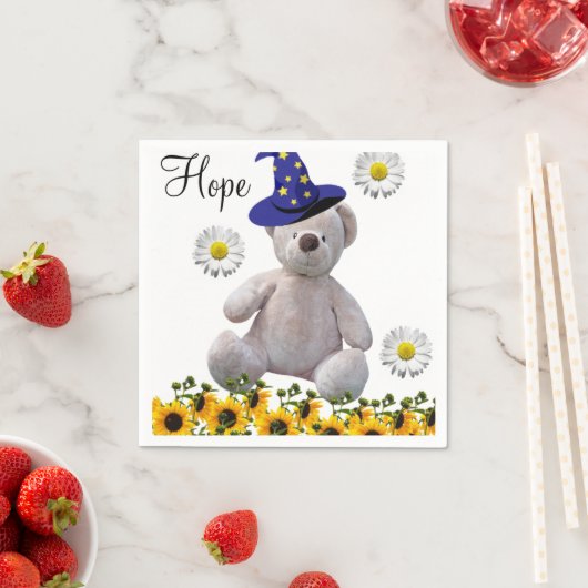 Zonnebloem White Teddy Bear Paper Napkins Servet (Insitu)
