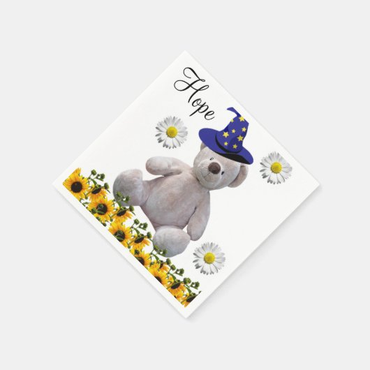 Zonnebloem White Teddy Bear Paper Napkins Servet (Hoek)