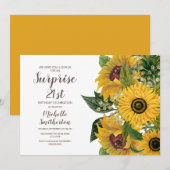 Zonnebloem White Yellow Surprise 21st Birthday Kaart (Voorkant / Achterkant)