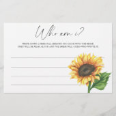 Zonnebloem Wie ben ik vrijgezellenfeest spel Briefpapier (Voorkant)